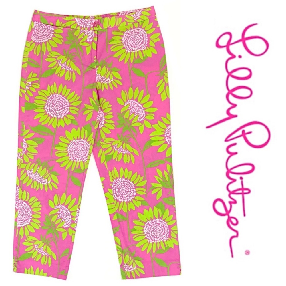 Lilly Pulitzer crop sunflower pants 6 EUC
